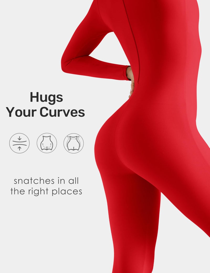 Speerise Women Bodysuit Rompers Long Sleeve Jumpsuits Leotards One Piece Tummy Control Yoga Workout Outfits â€“ Soft Fleece-Lined Bodysuit for Cold Weather Layering, Gym Routines, and Full Coverage Movement - Image 5